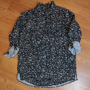 Express Boyfriend Shirt Floral Black Small